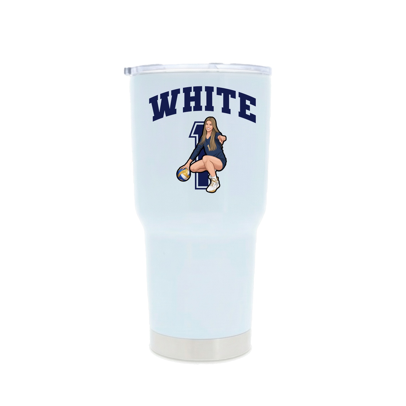 30oz Stainless Steel Tumbler — Number in White