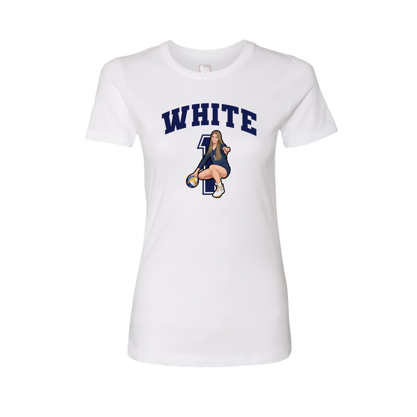 Fitted Women's Tee — Number in White