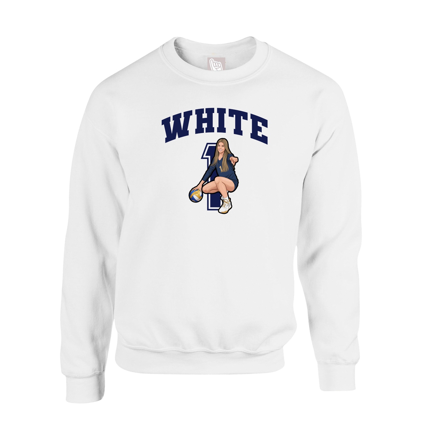 Fleece Crew — Number in White