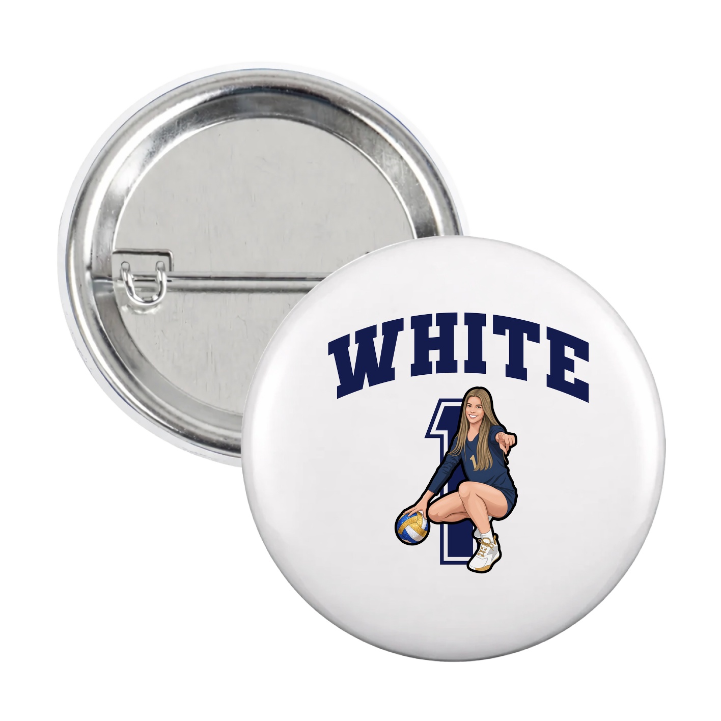 Game Day Button — Number in White