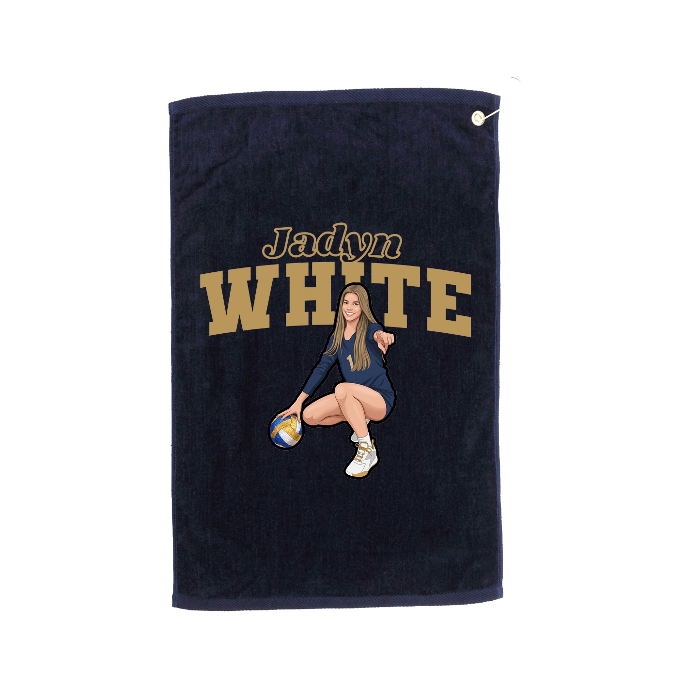 Golf Towel — Name Arch in Navy