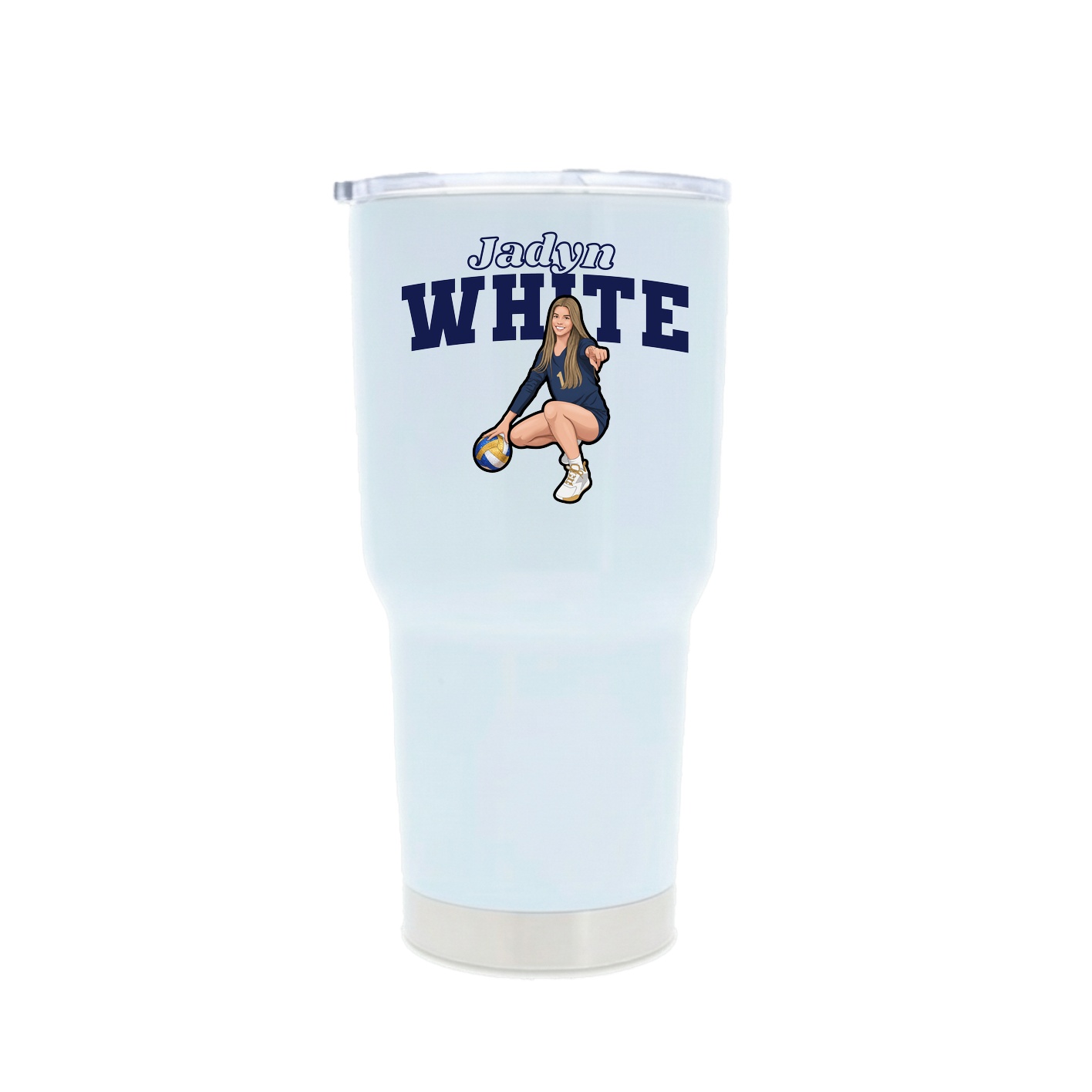 30oz Stainless Steel Tumbler — Name Arch in White
