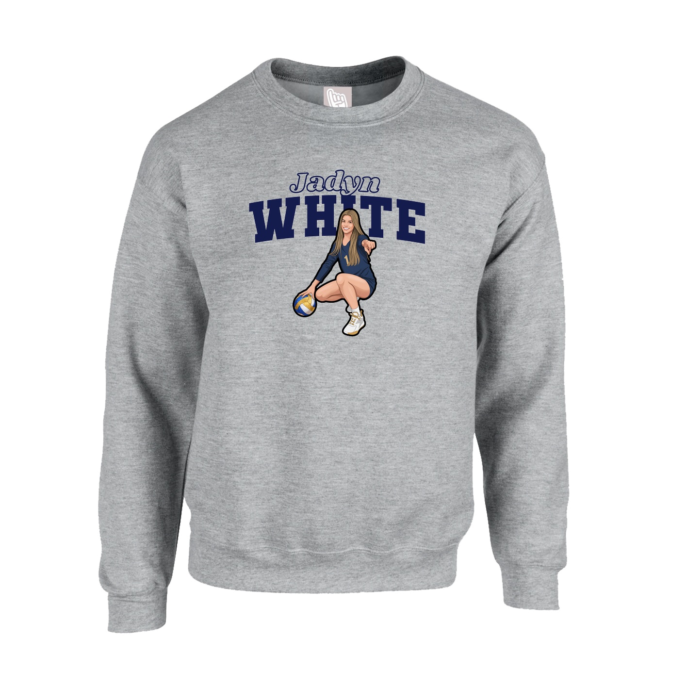 Fleece Crew — Name Arch in Grey