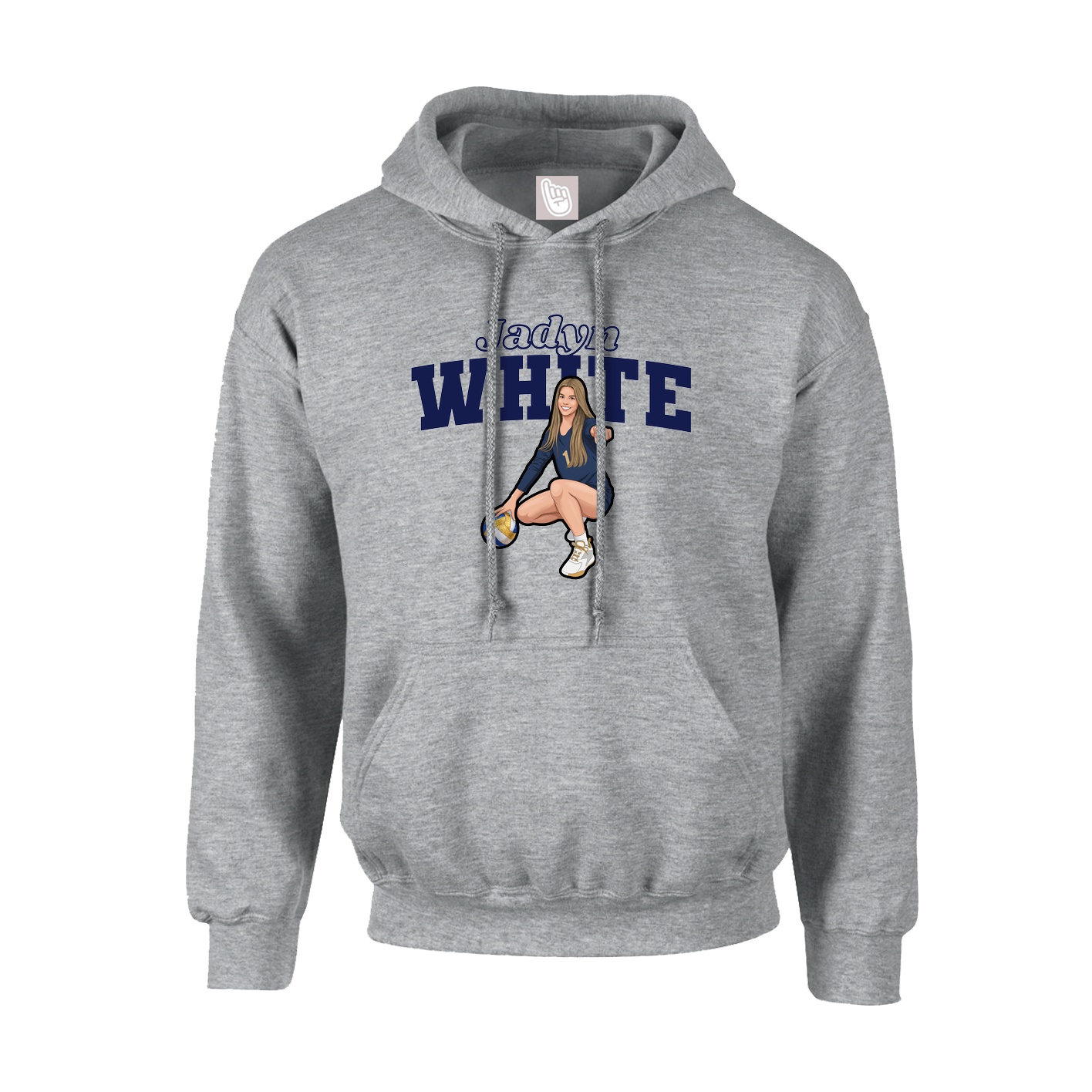 Youth Hoodie — Name Arch in Grey