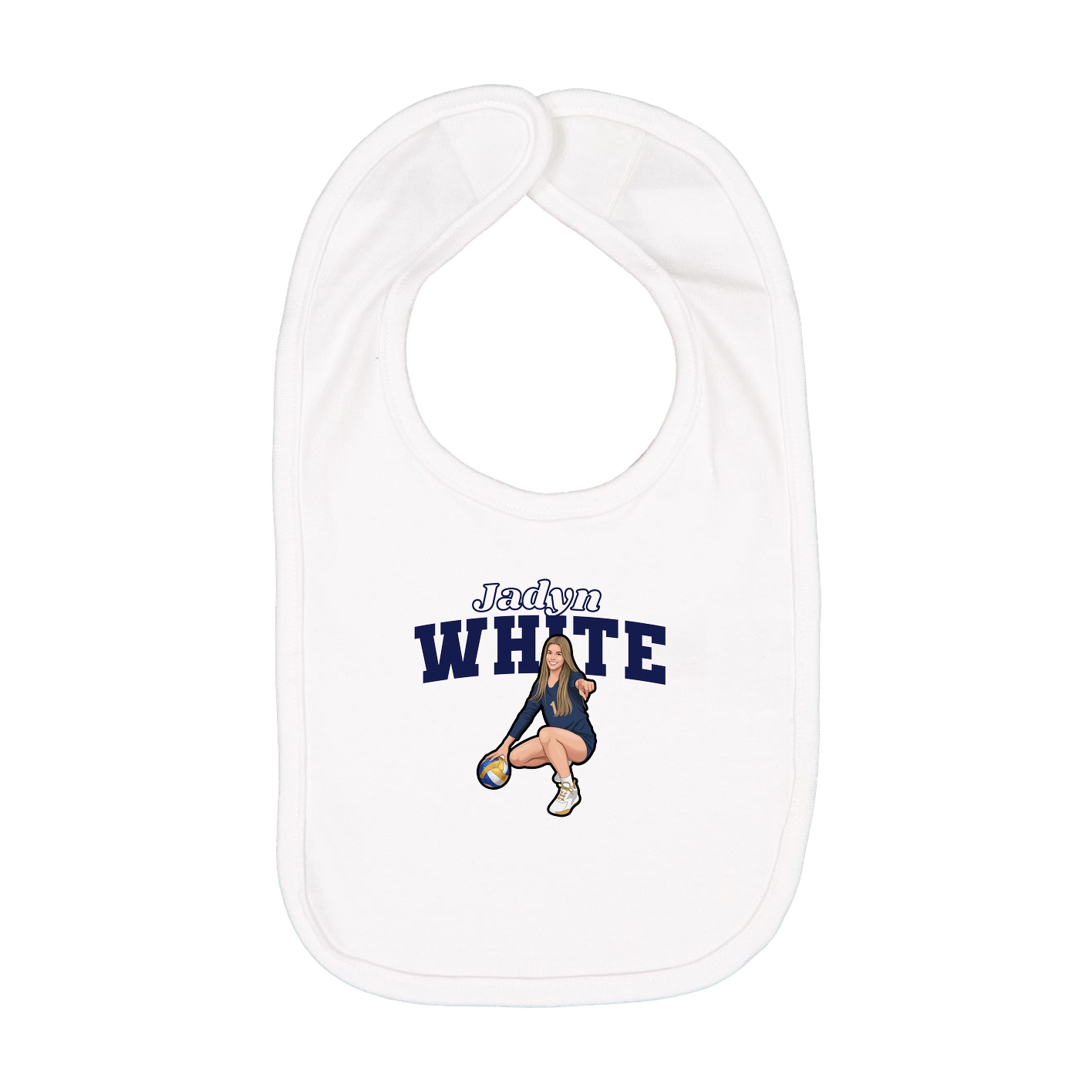 Infant Bib — Name Arch in White