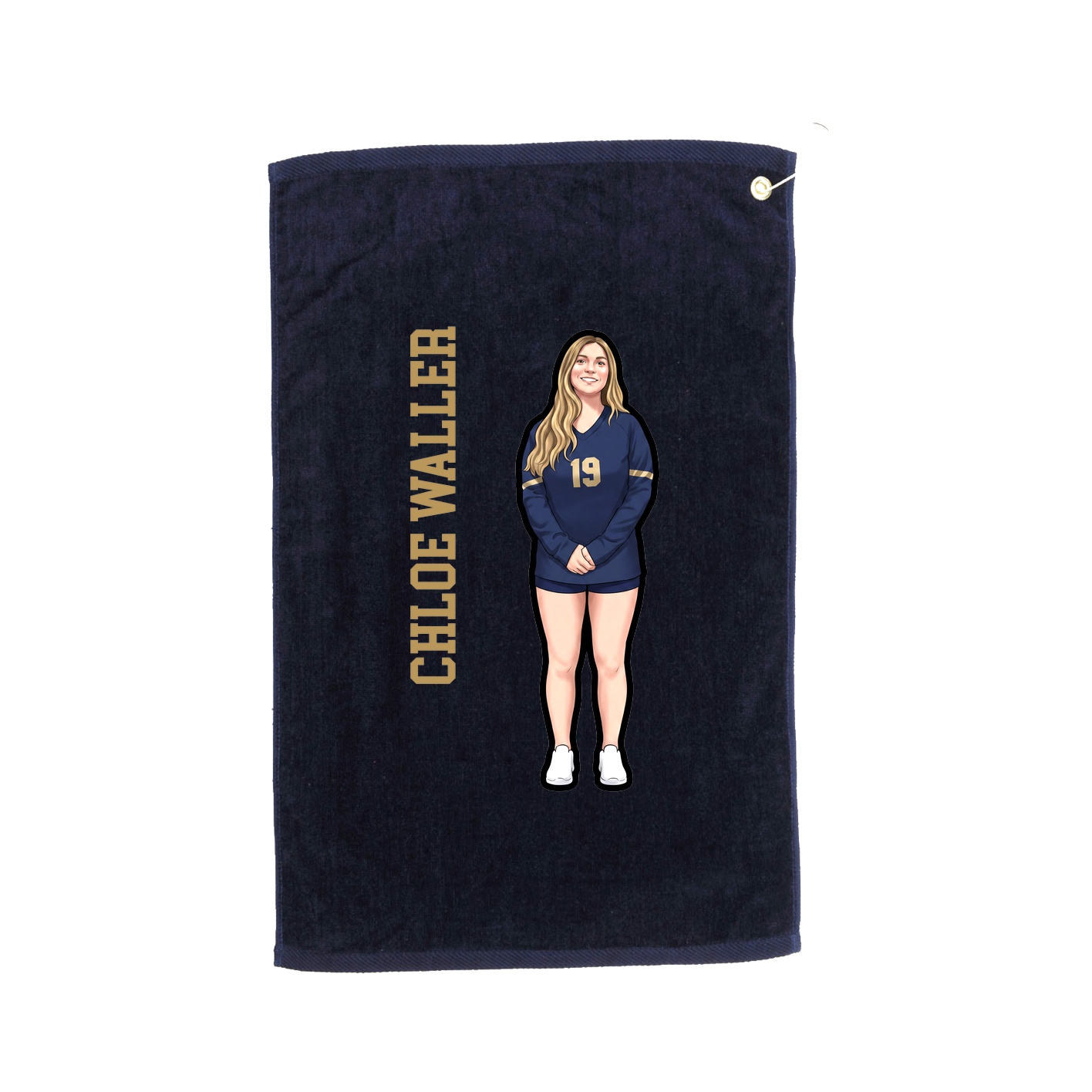 Golf Towel — Name Vertical in Navy