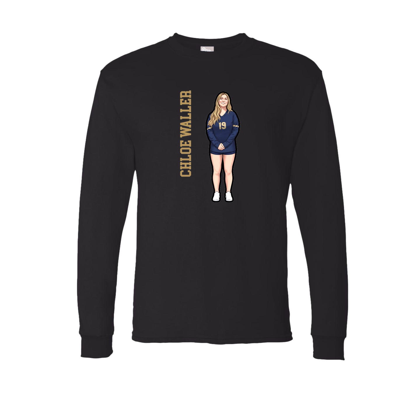 Long Sleeve Tee — Name Vertical in Black