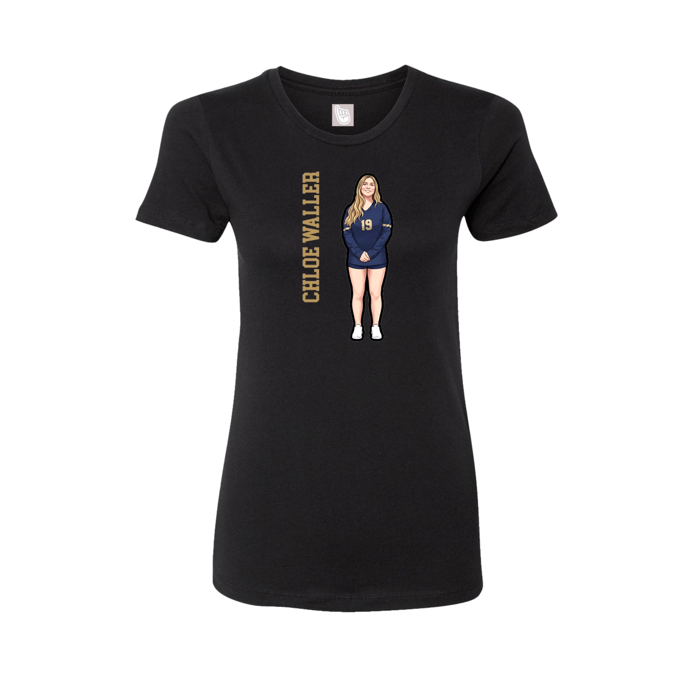 Fitted Women's Tee — Name Vertical in Black