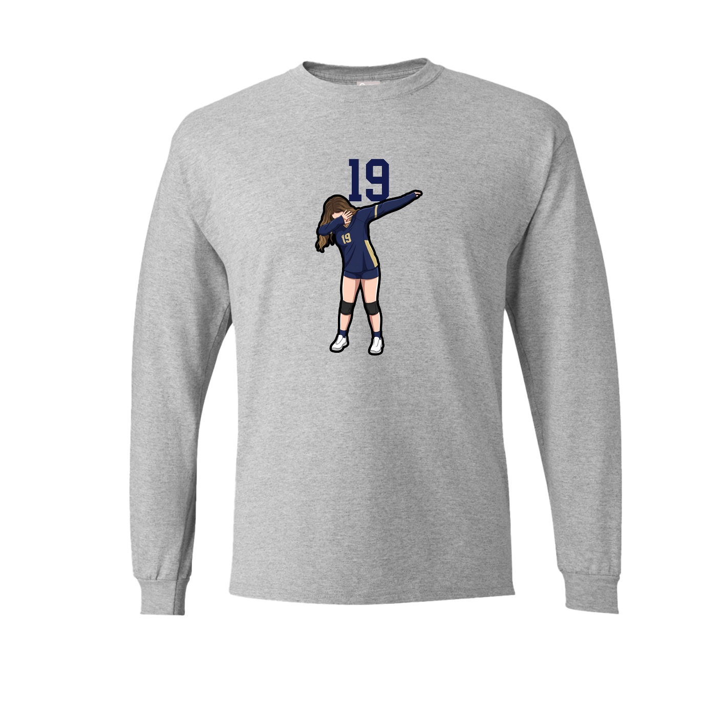 Long Sleeve Tee — Number Top in Grey