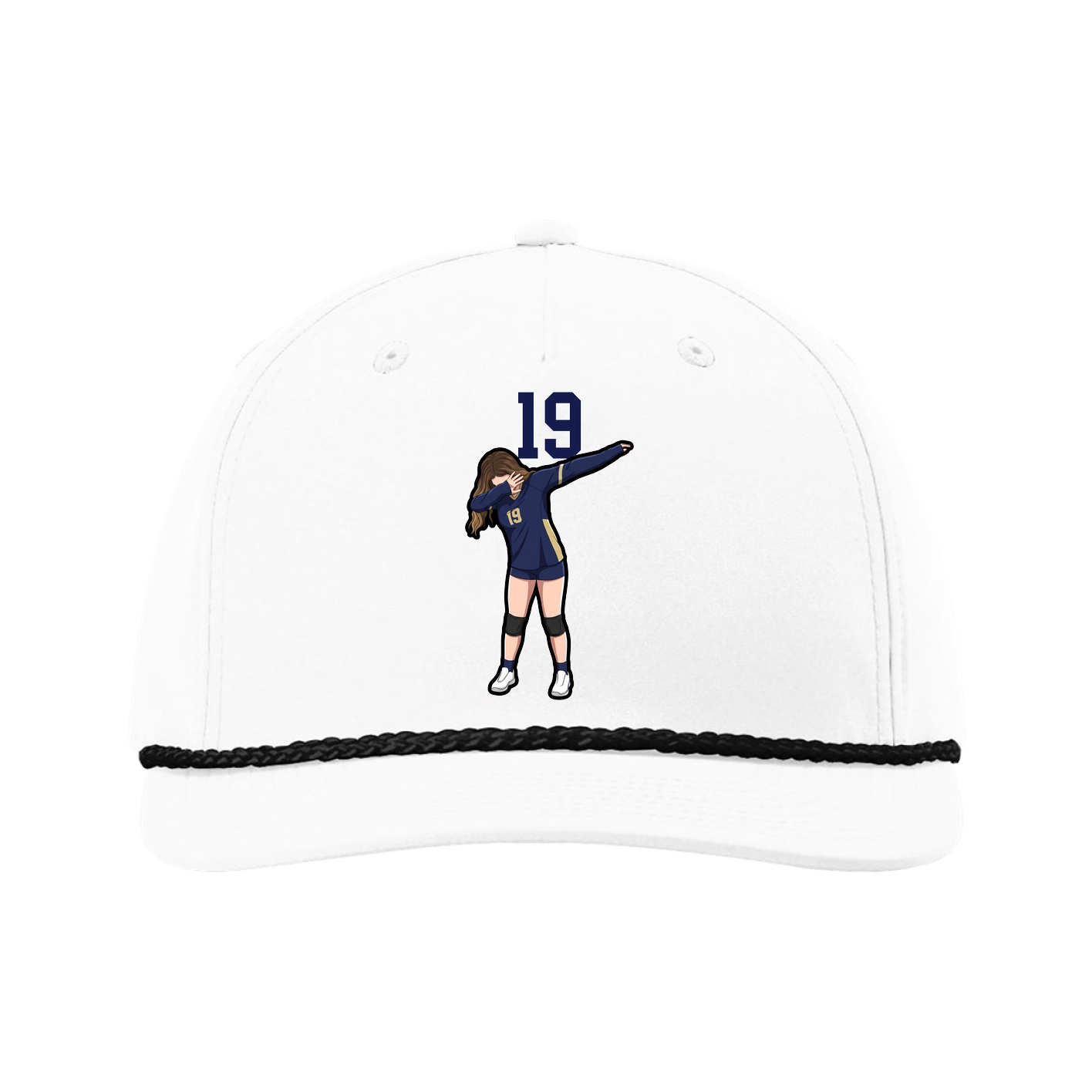 Five-Panel Classic Rope Cap — Number Top in White