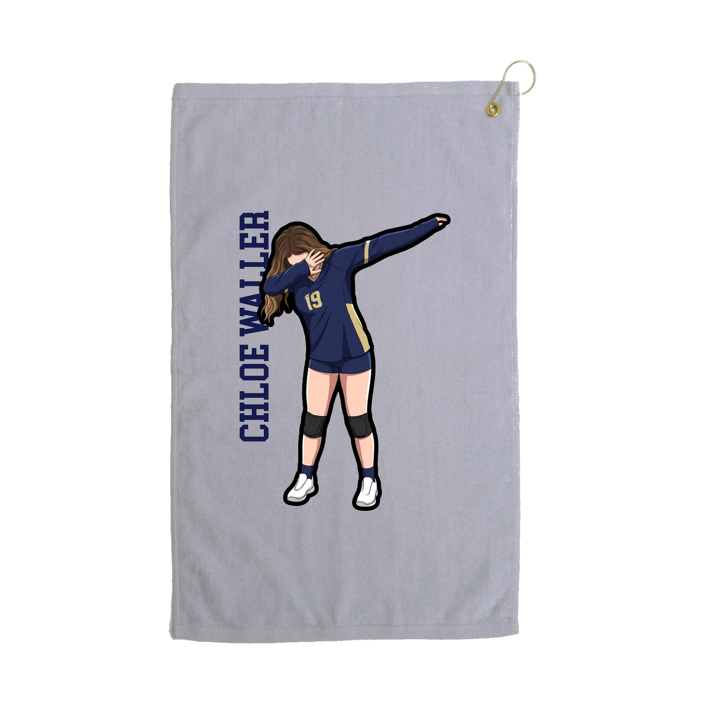 Golf Towel — Name Vertical in Grey