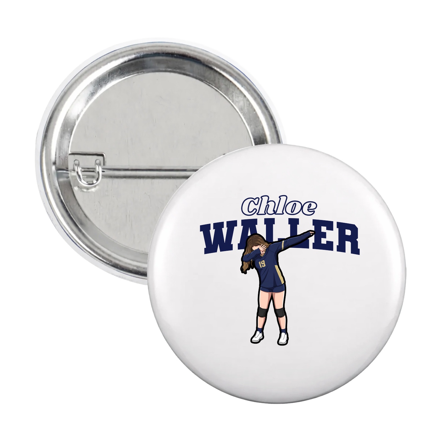 Game Day Button — Name Arch in White