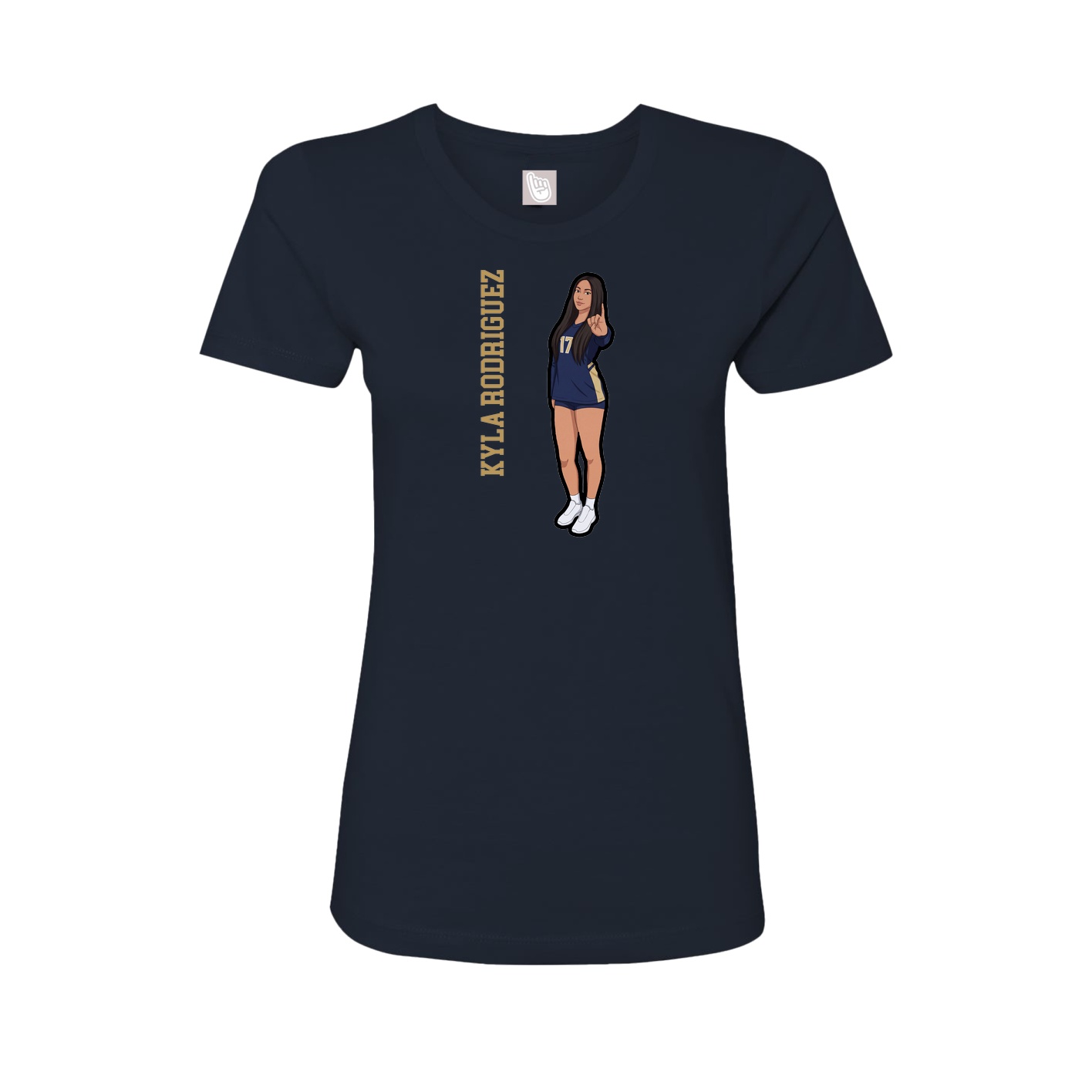 Fitted Women's Tee — Name Vertical in Navy