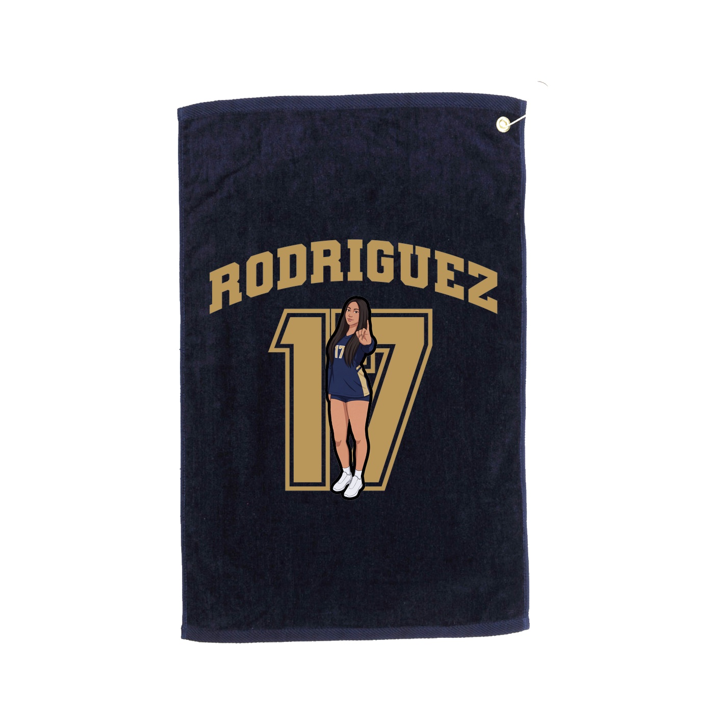 Golf Towel — Number in Navy