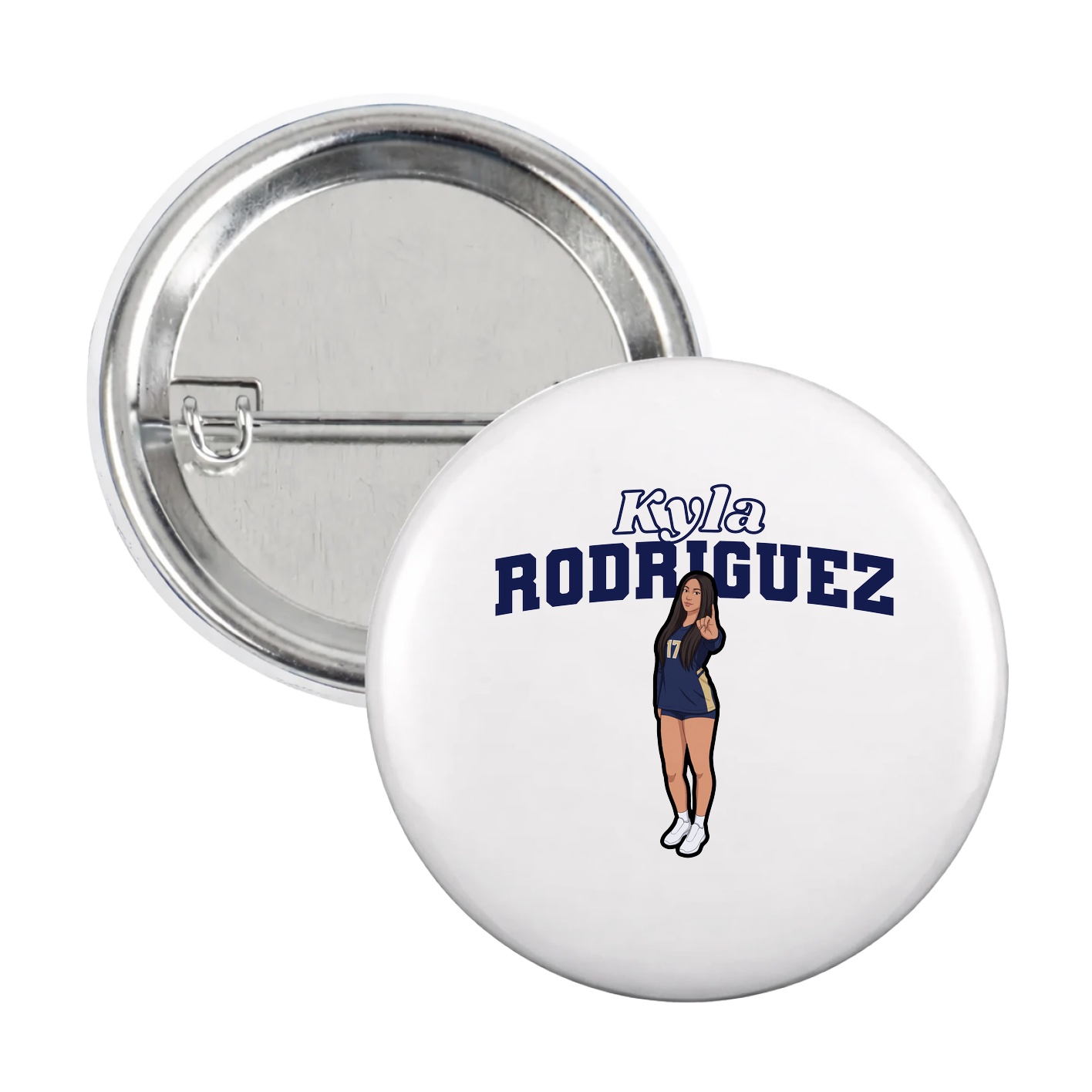 Game Day Button — Name Arch in White