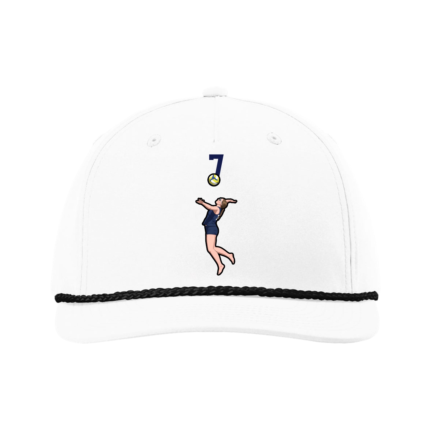 Five-Panel Classic Rope Cap — Number Top in White