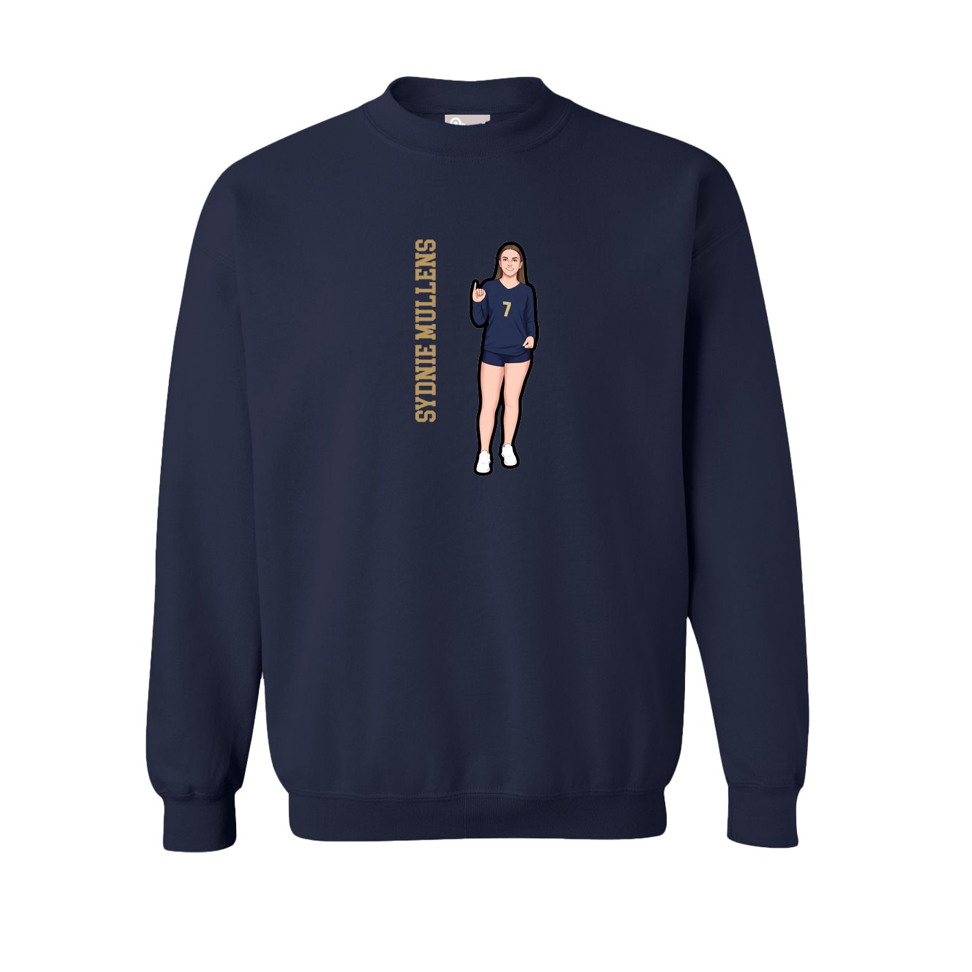 Fleece Crew — Name Vertical in Navy