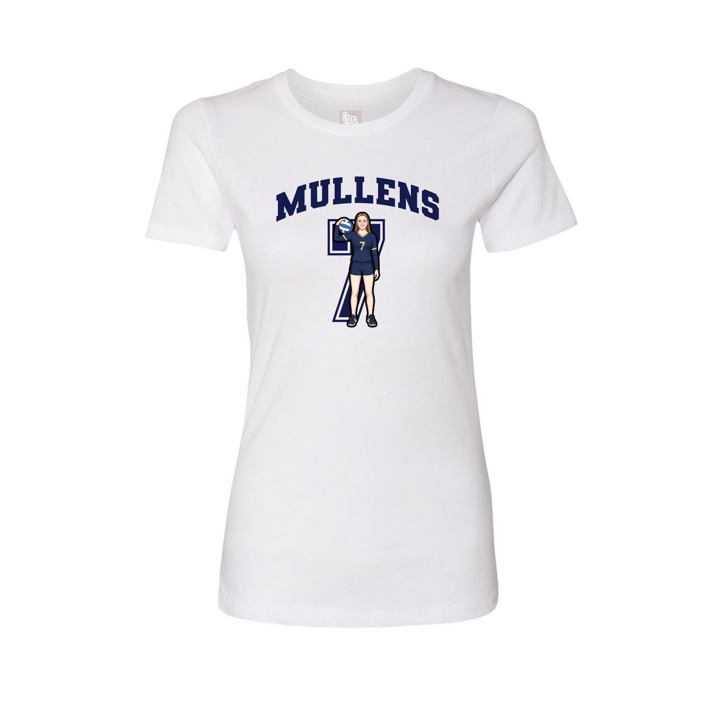 Fitted Women's Tee — Number in White