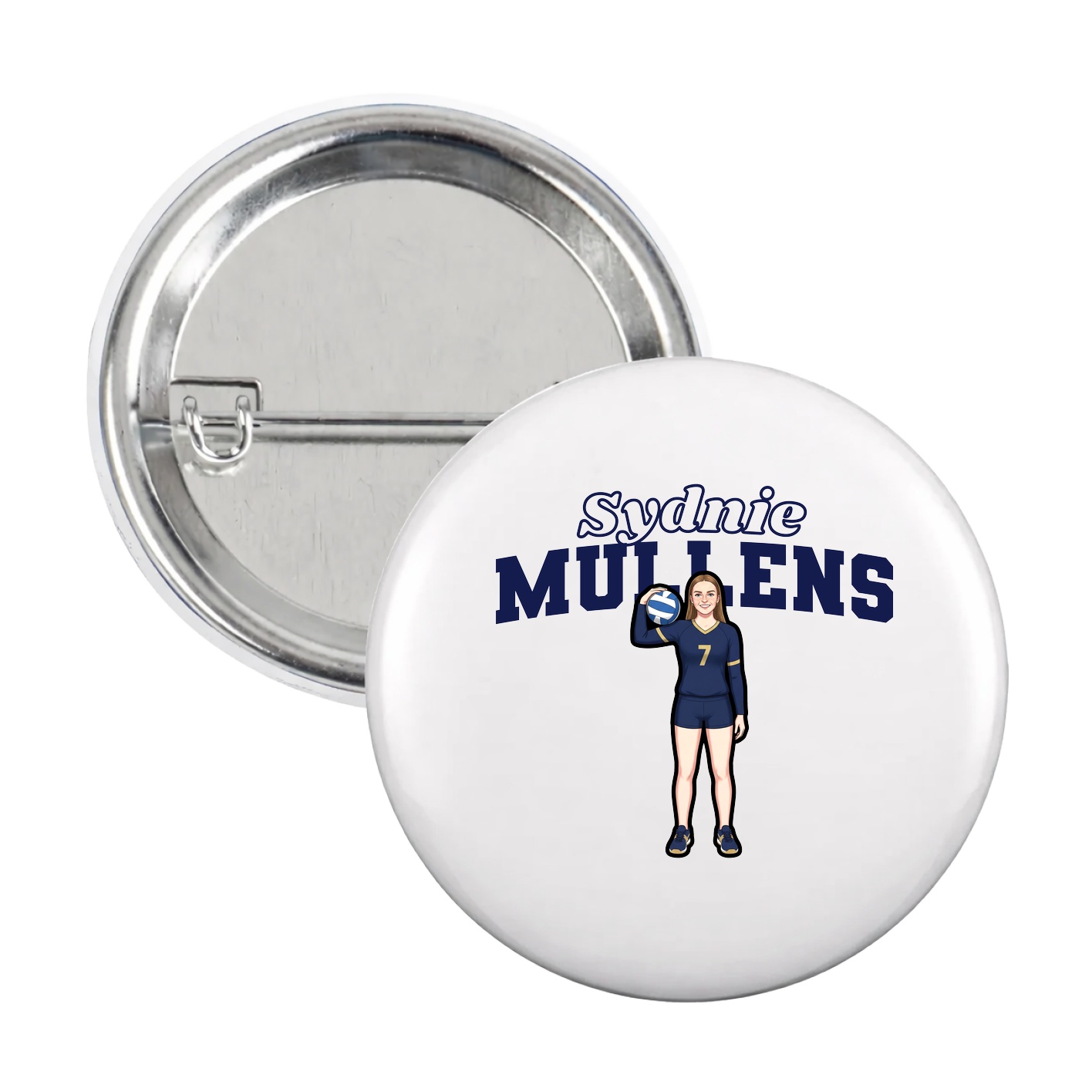 Game Day Button — Name Arch in White