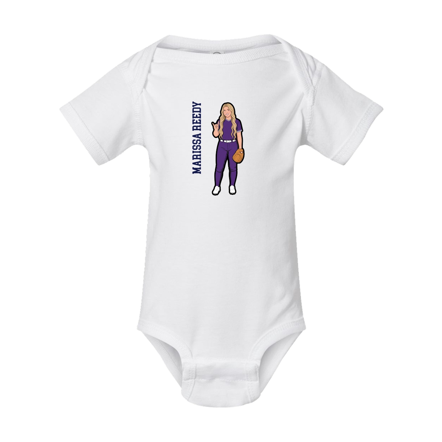Baby Onesie — Name Vertical in White