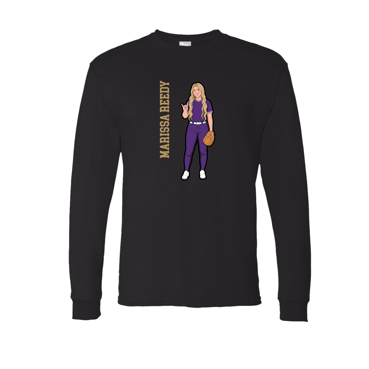 Long Sleeve Tee — Name Vertical in Black