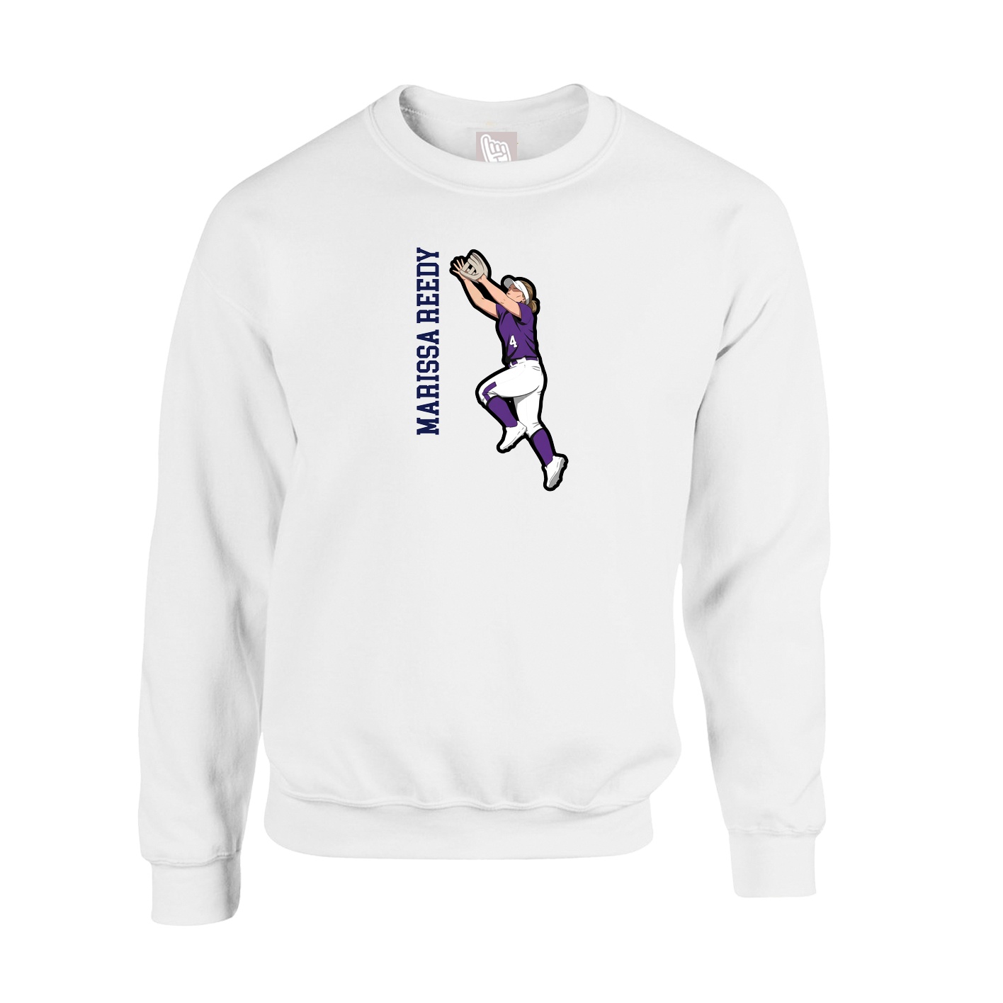 Fleece Crew — Name Vertical in White
