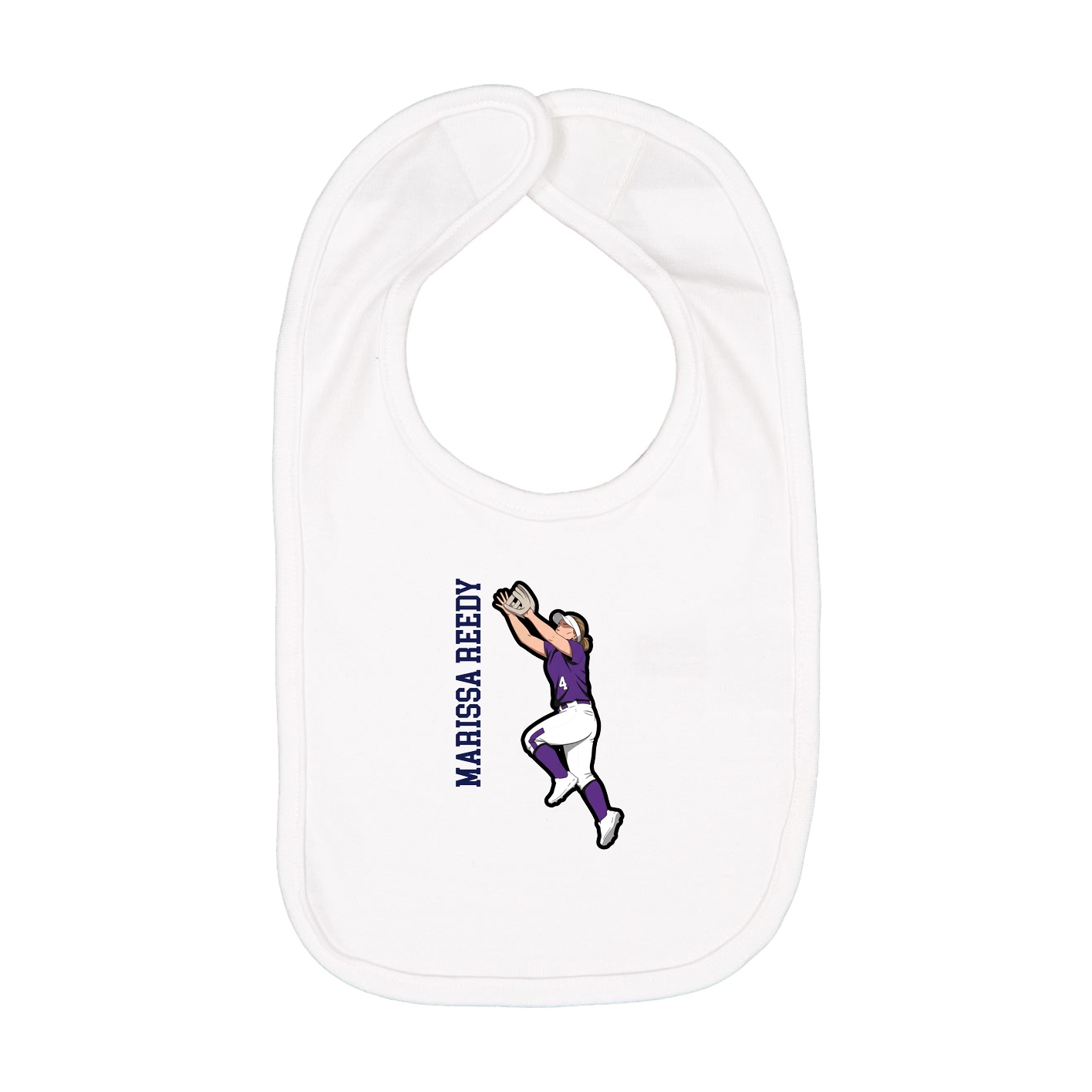 Infant Bib — Name Vertical in White