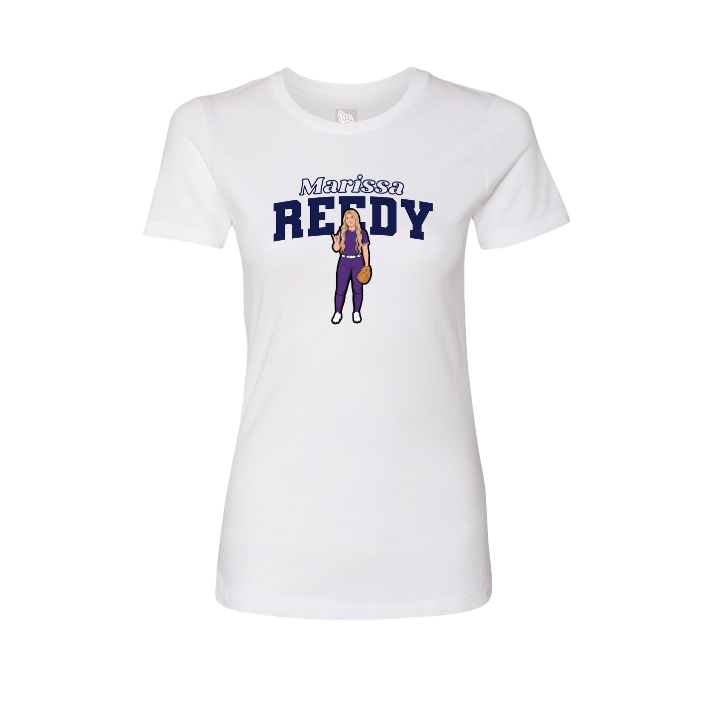 Fitted Women's Tee — Name Arch in White