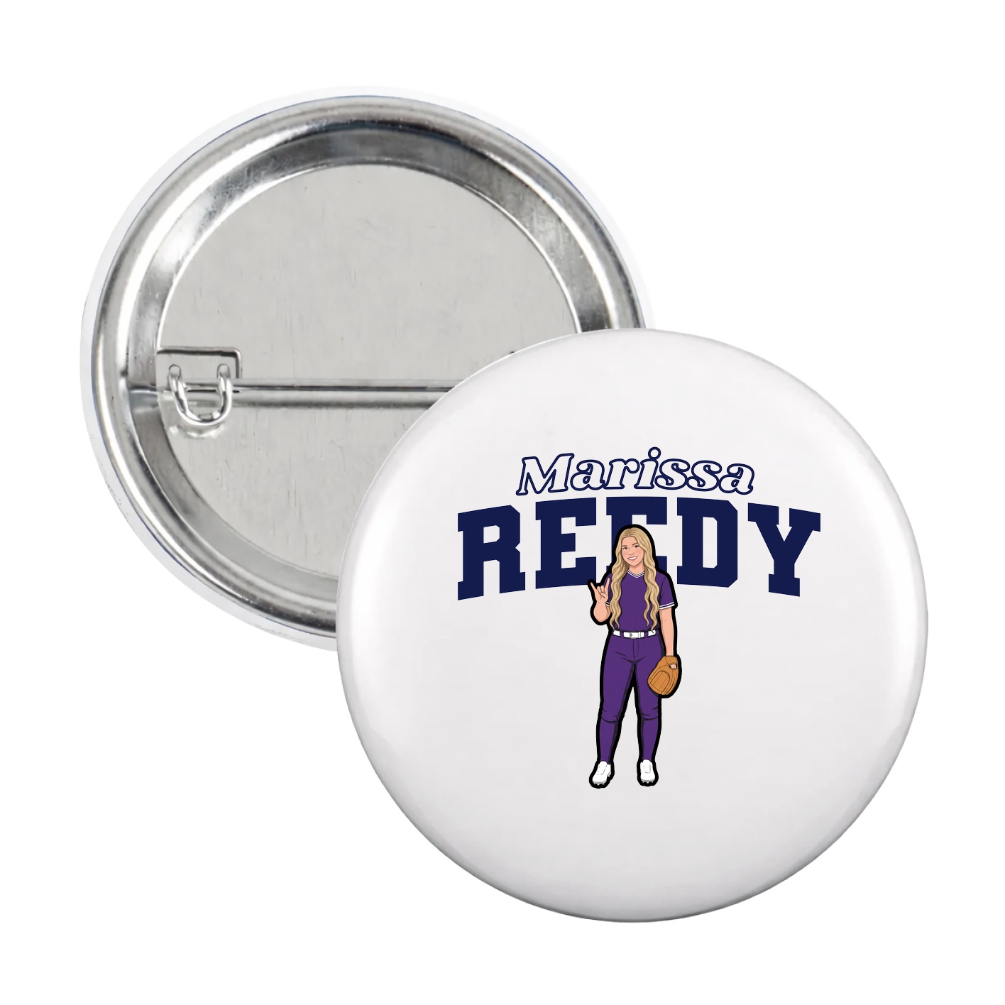 Game Day Button — Name Arch in White