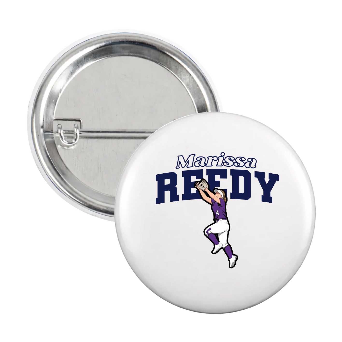Game Day Button — Name Arch in White