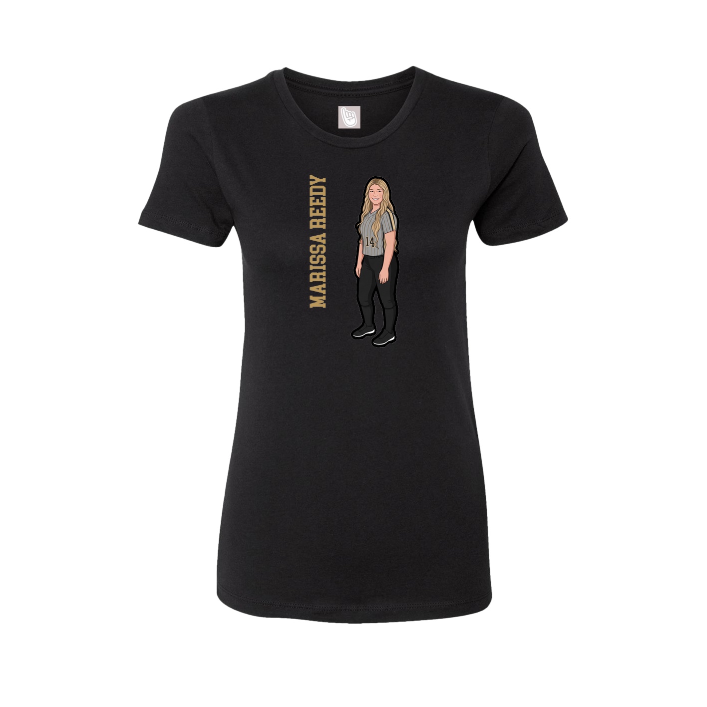 Fitted Women's Tee — Name Vertical in Black
