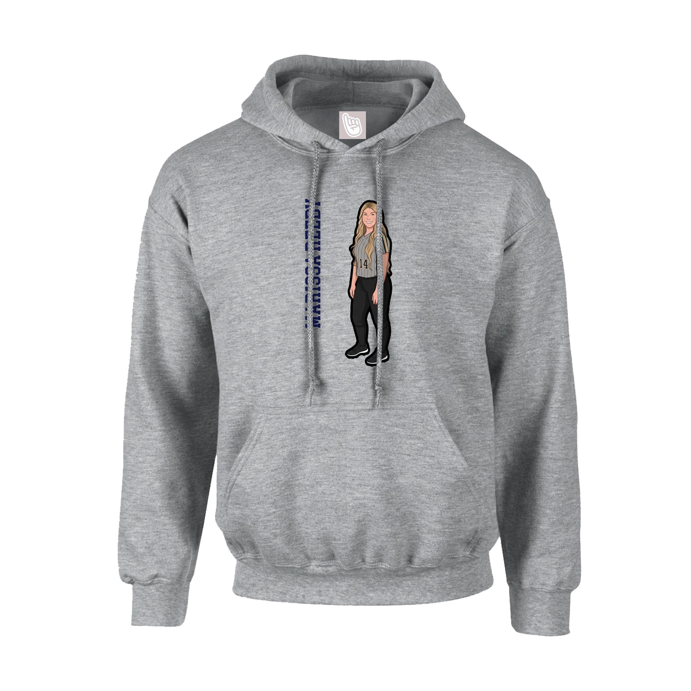 Hoodie — Name Vertical in Grey