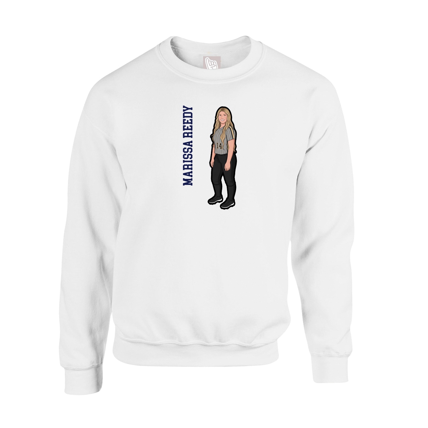 Fleece Crew — Name Vertical in White
