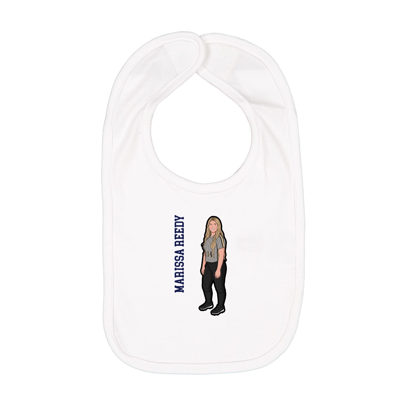 Infant Bib — Name Vertical in White