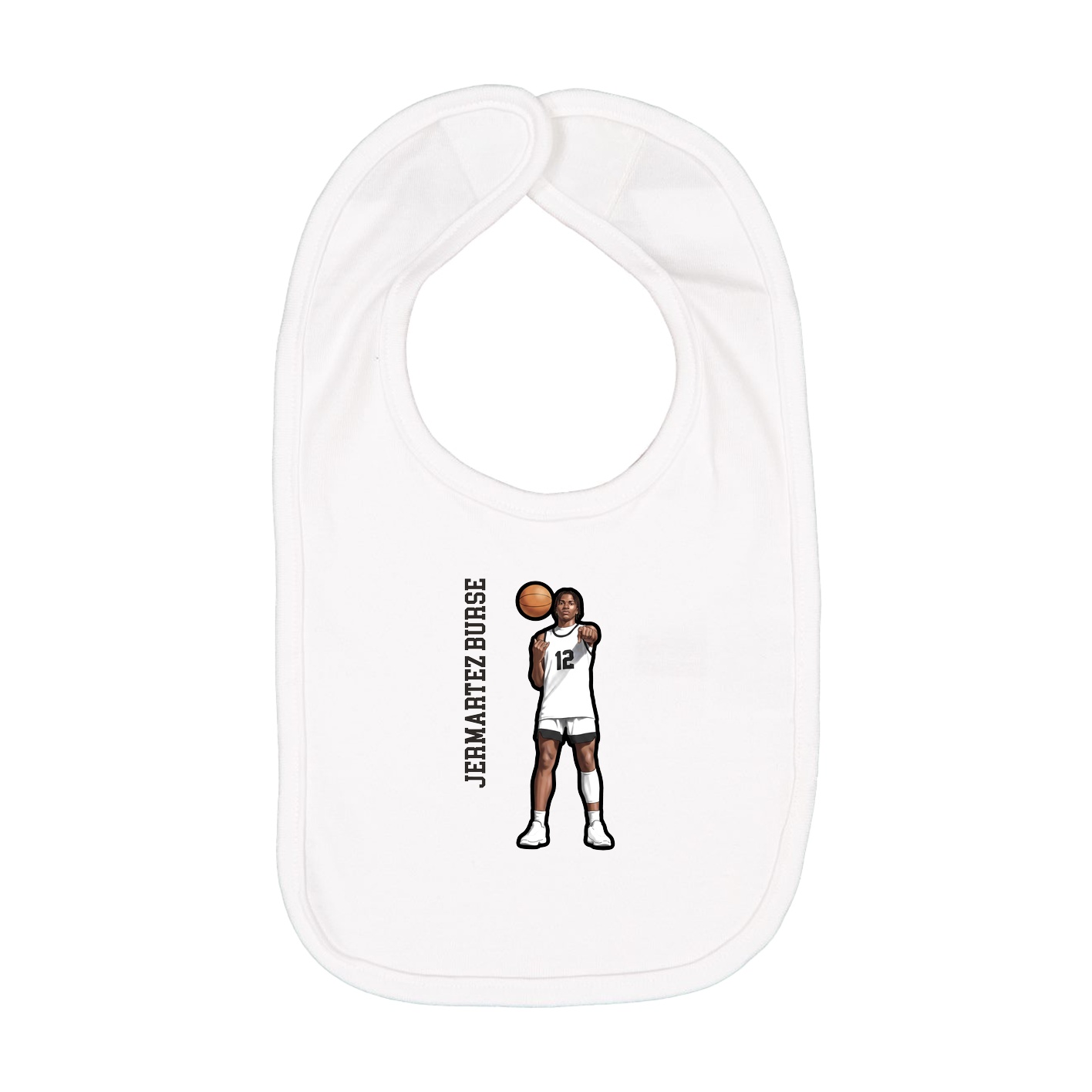 Infant Bib — Name Vertical in White