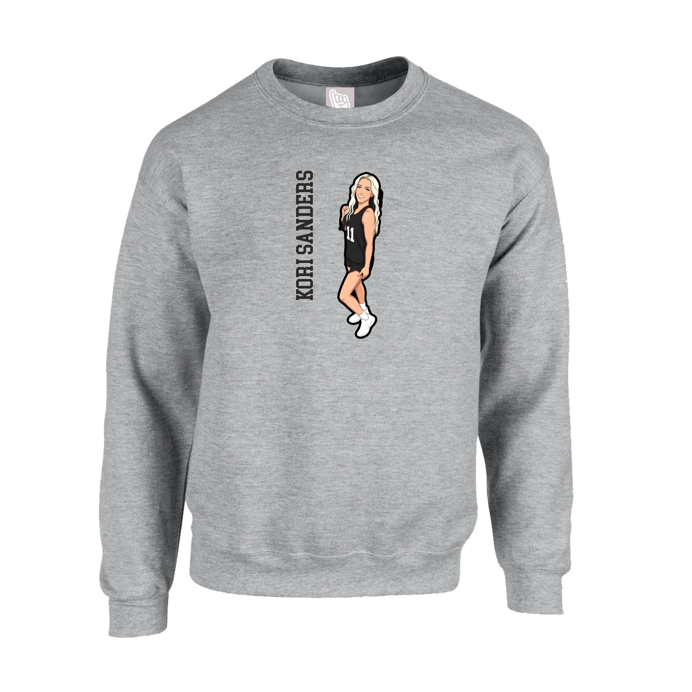 Fleece Crew — Name Vertical in Grey