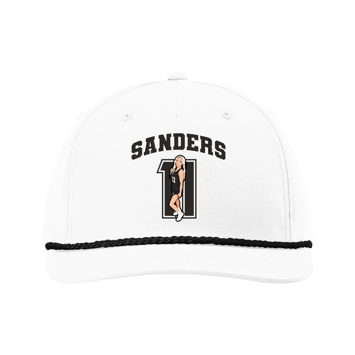 Five-Panel Classic Rope Cap — Number in White