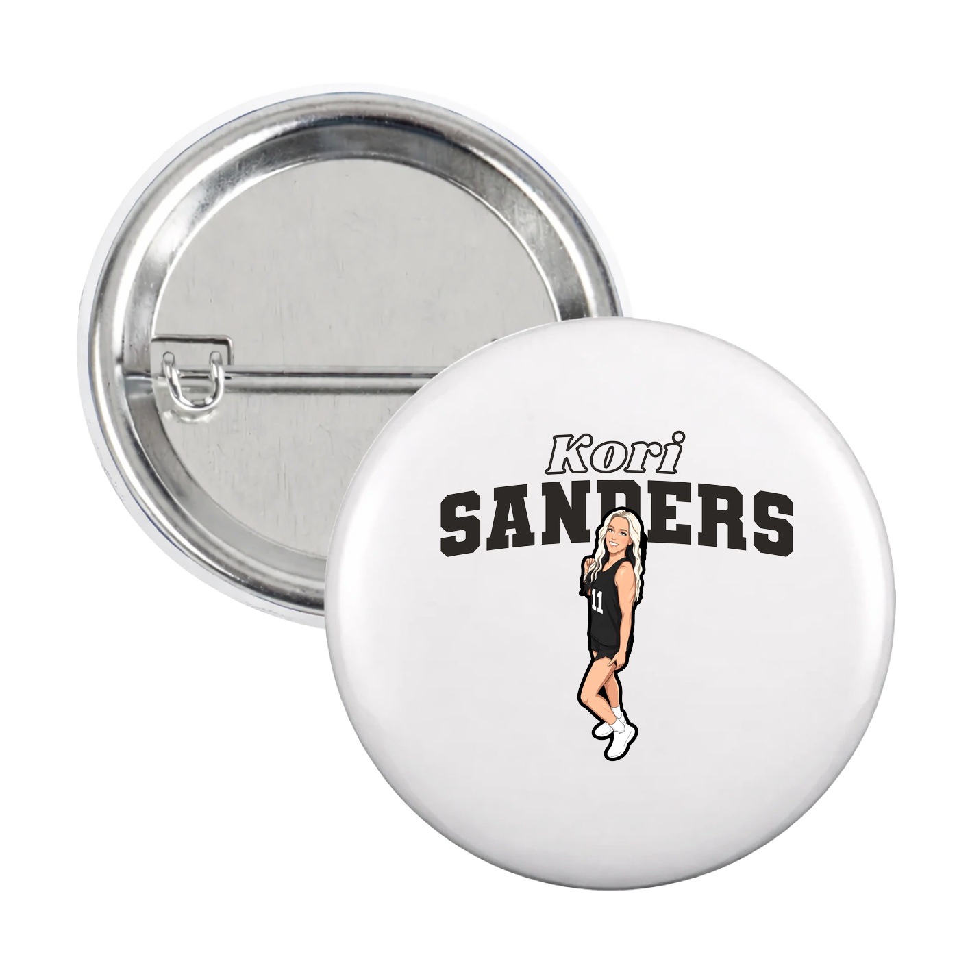 Game Day Button — Name Arch in White