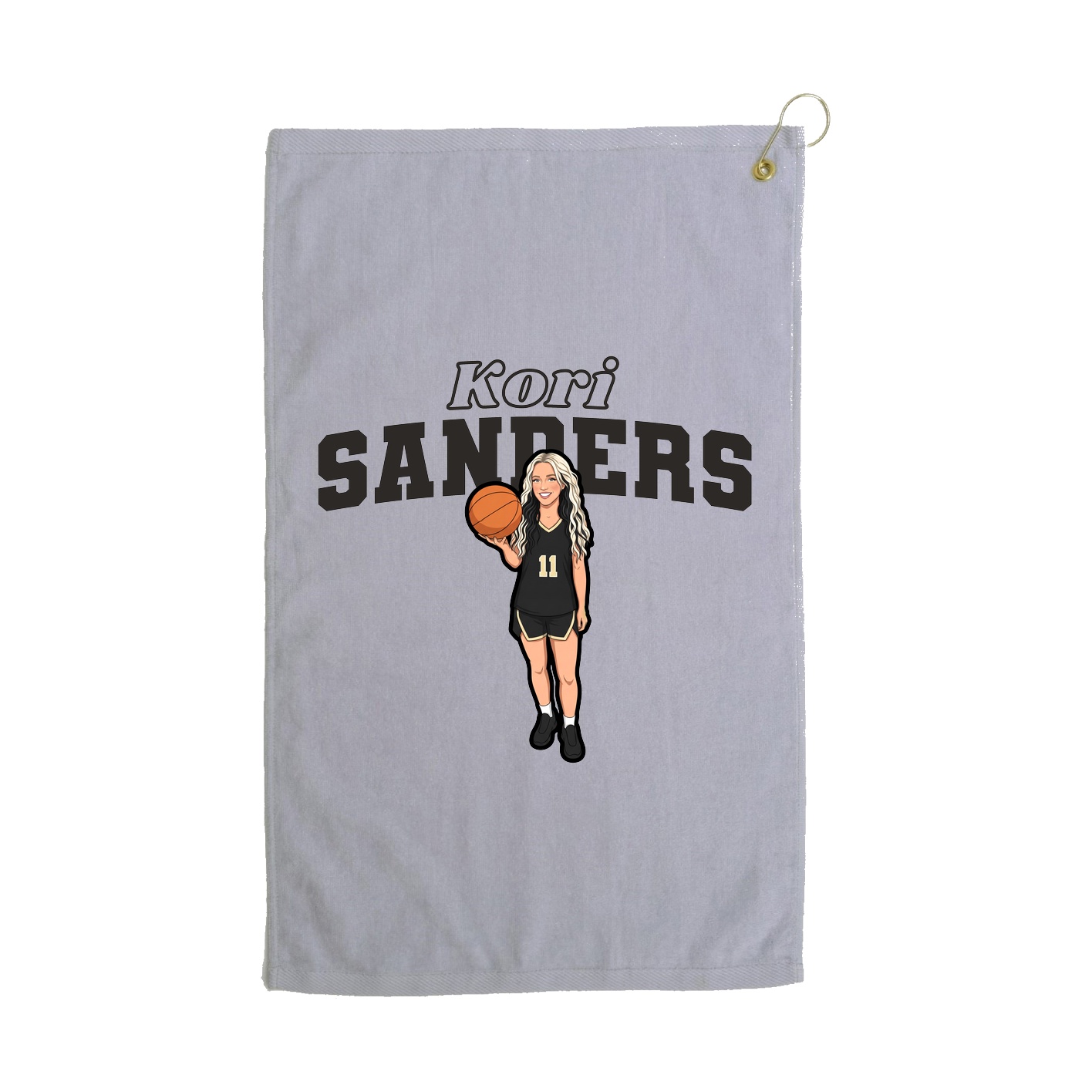 Golf Towel — Name Arch in Grey