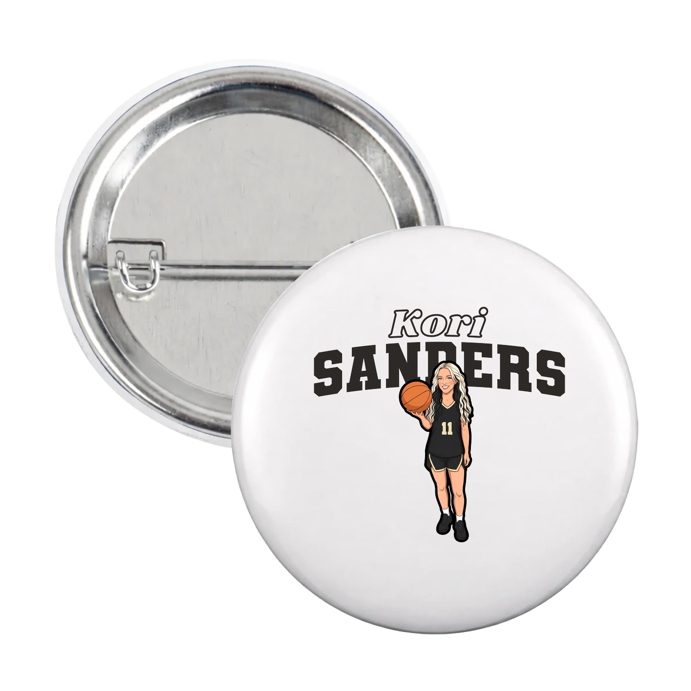 Game Day Button — Name Arch in White
