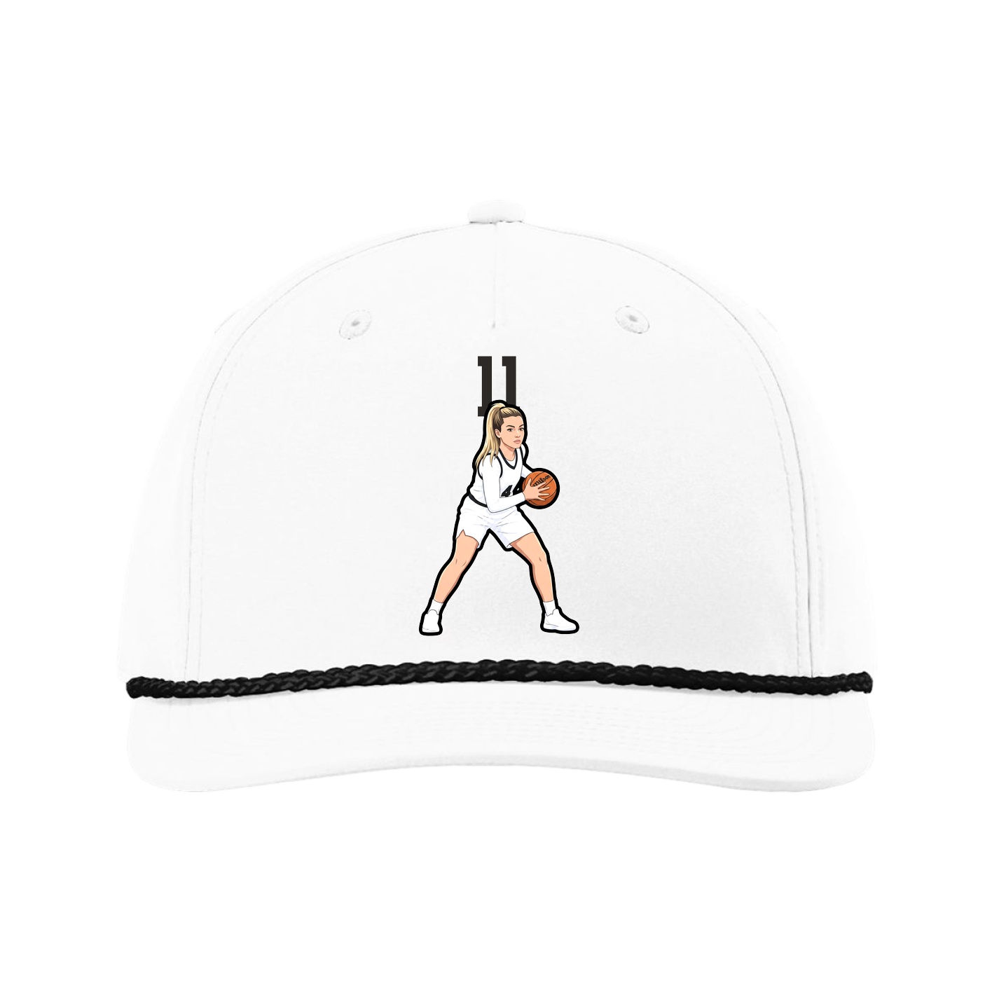 Five-Panel Classic Rope Cap — Number Top in White
