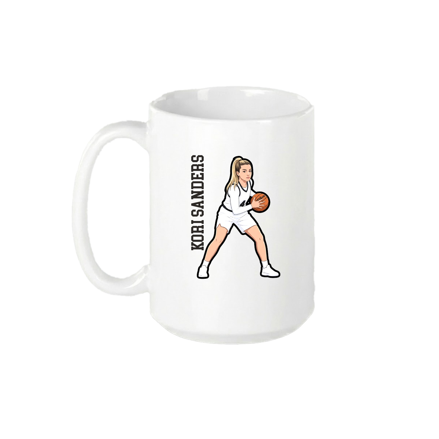 15oz Coffee Mug — Name Vertical in White