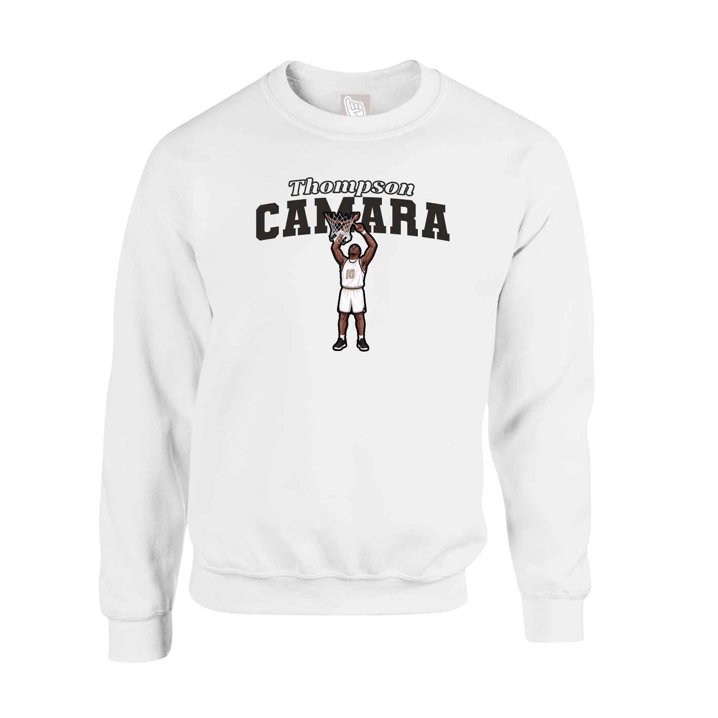 Fleece Crew — Name Arch in White