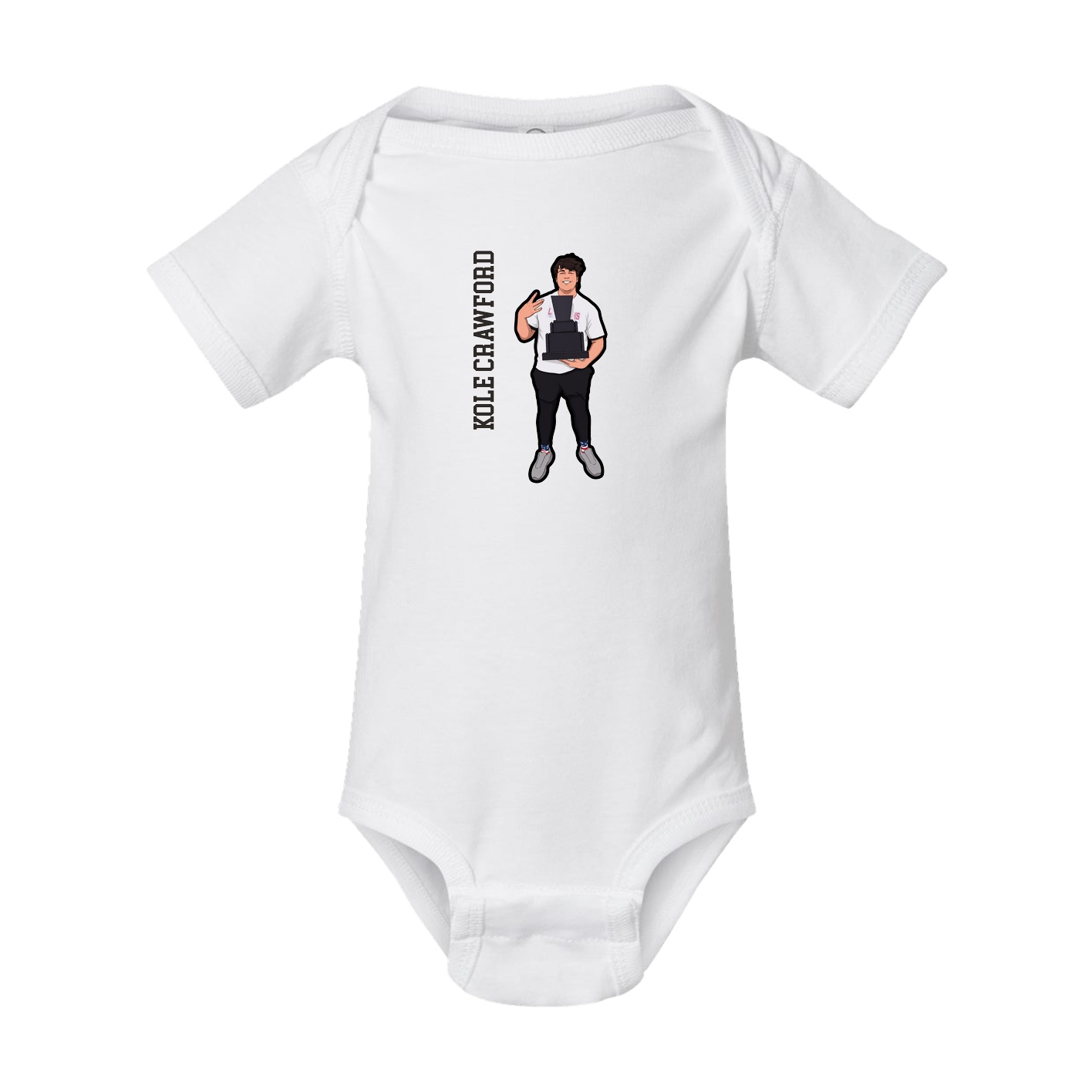Baby Onesie — Name Vertical in White