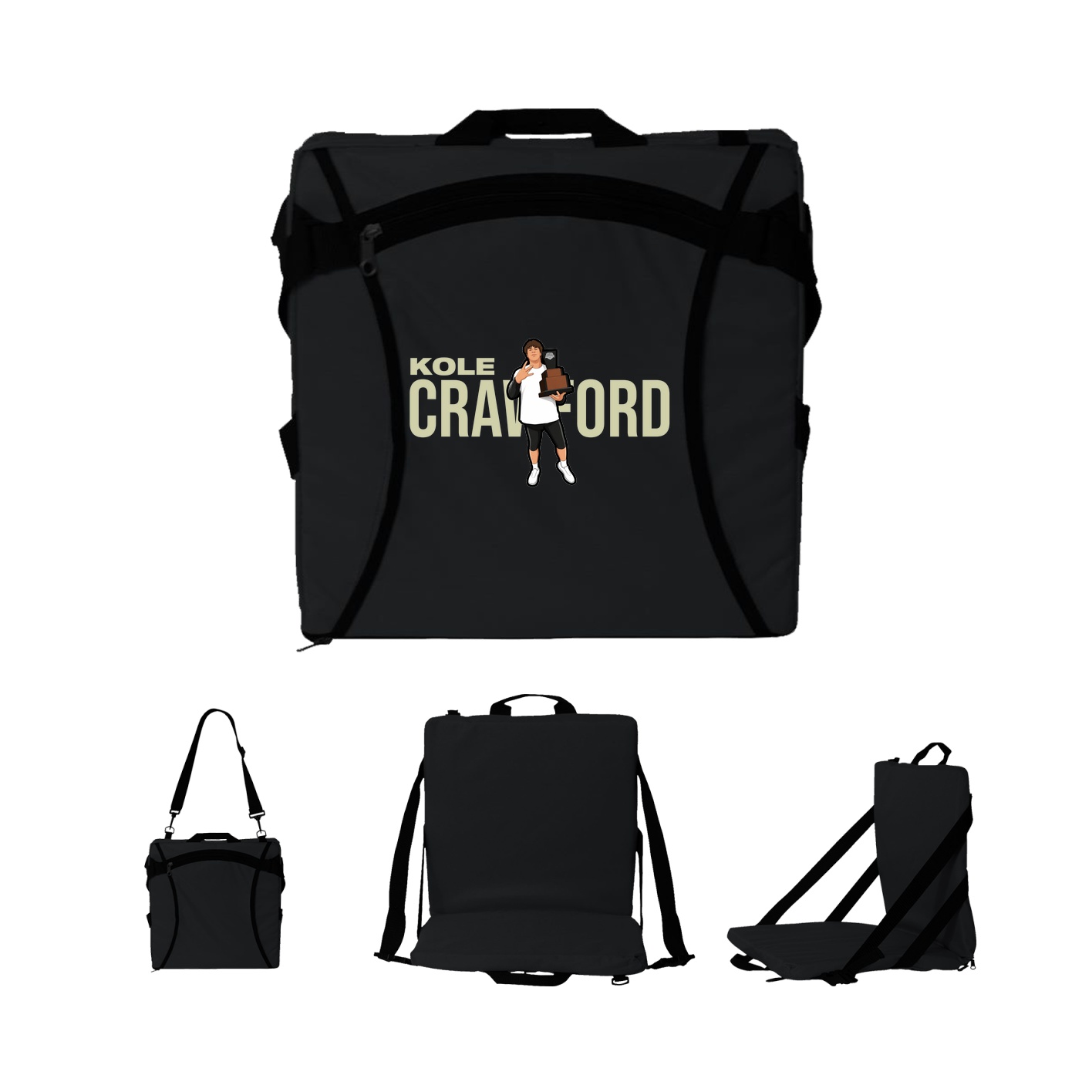 Folding Stadium Seat — Player Name in Black