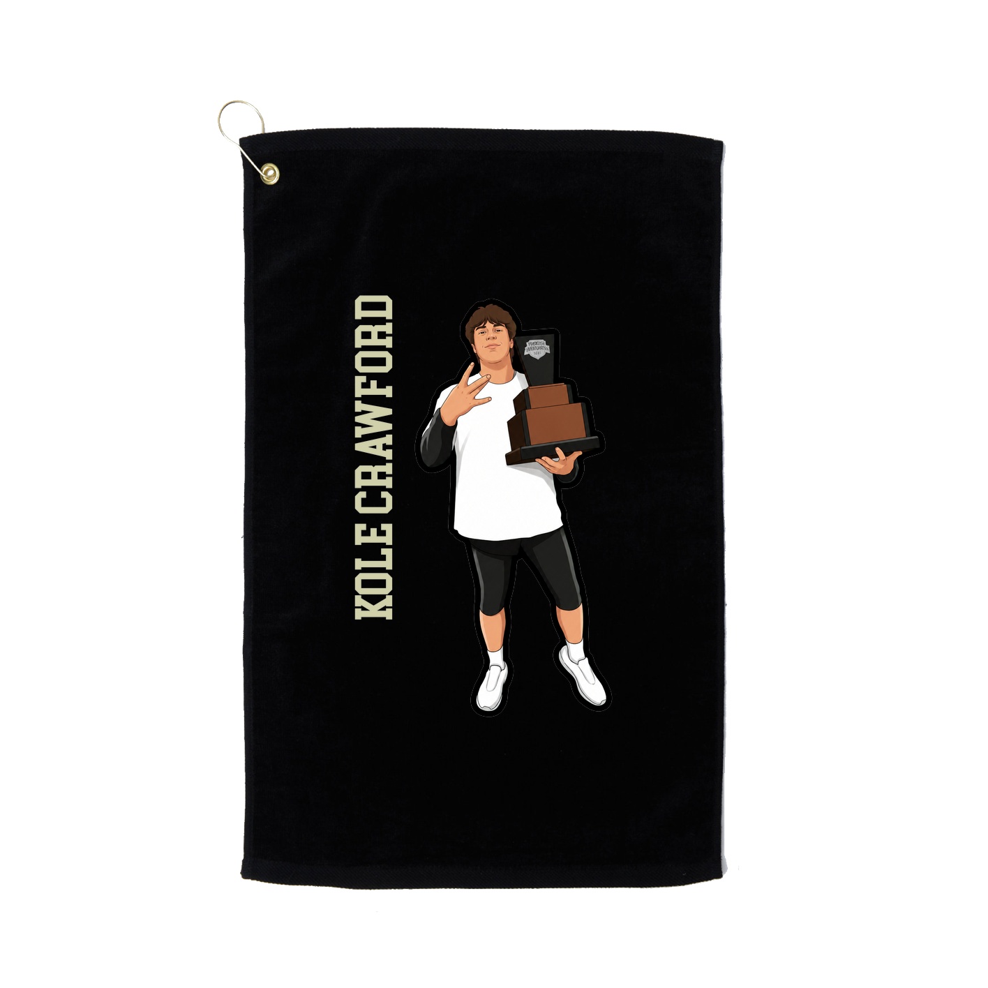 Golf Towel — Name Vertical in Black