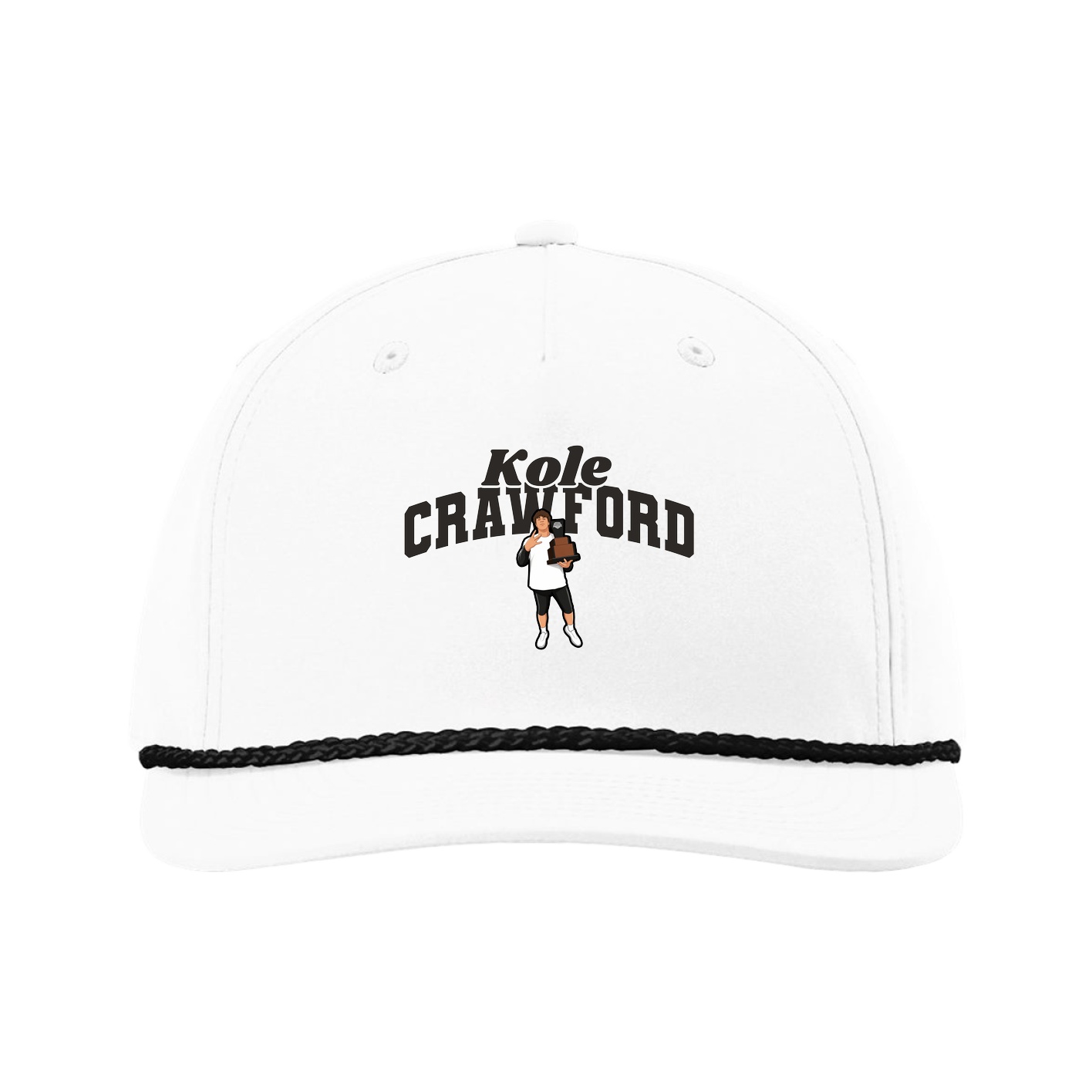Five-Panel Classic Rope Cap — Signature Arch in White