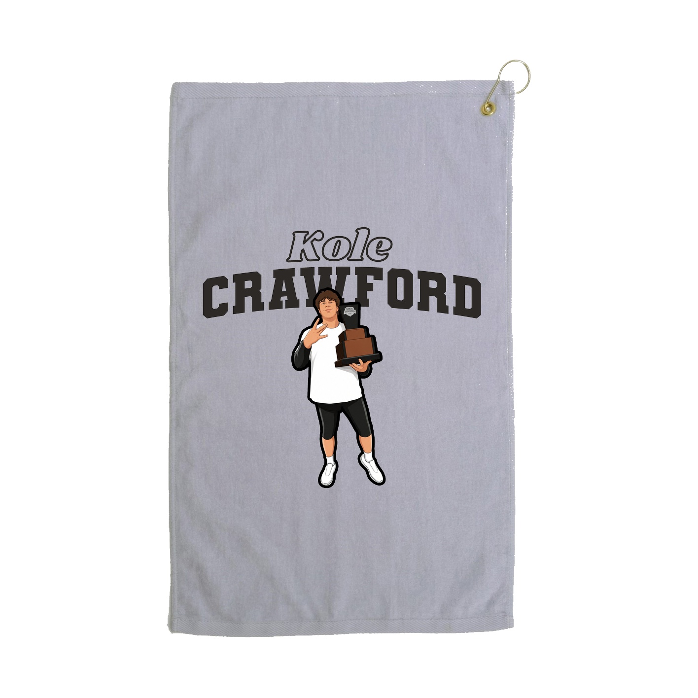 Golf Towel — Name Arch in Grey
