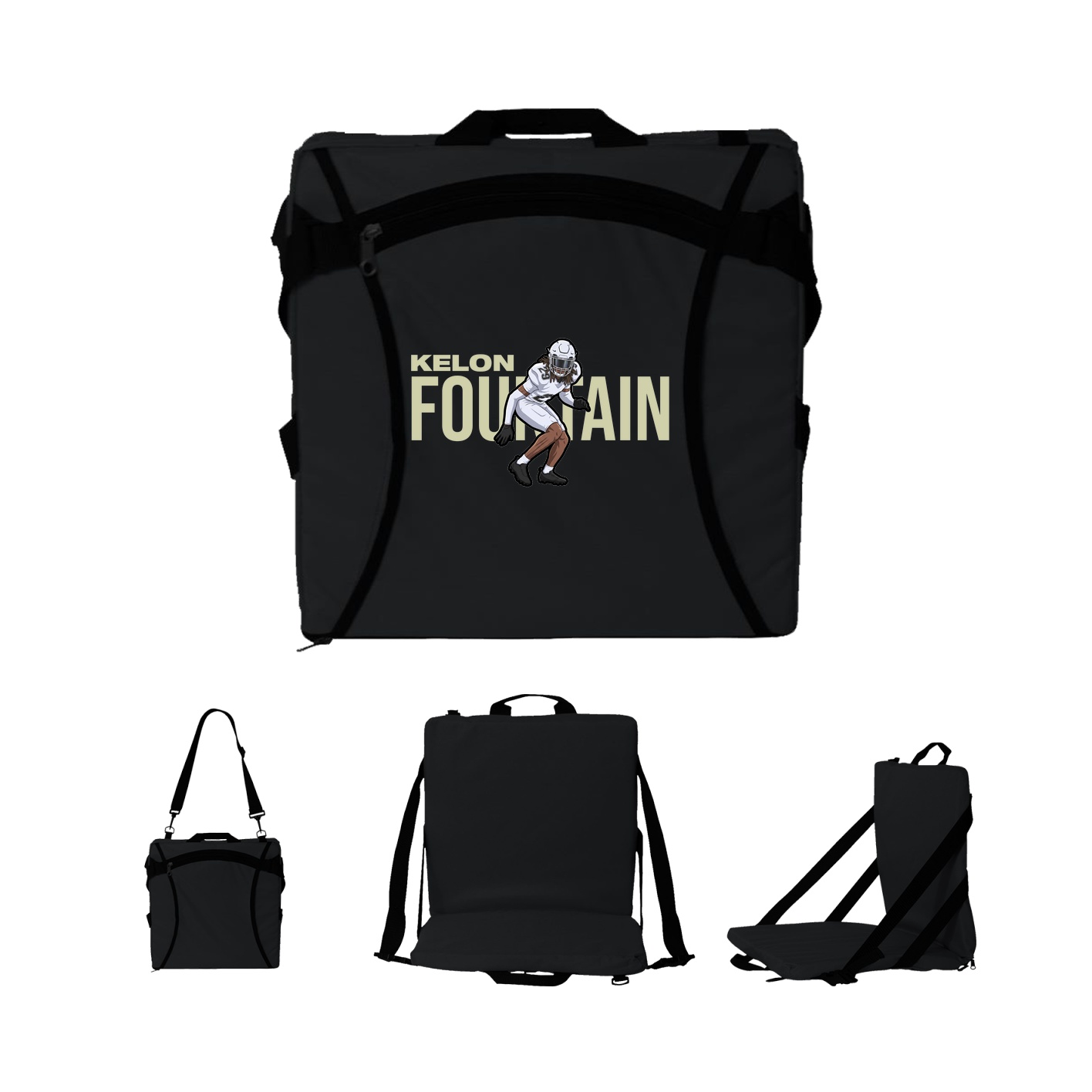 Folding Stadium Seat — Player Name in Black