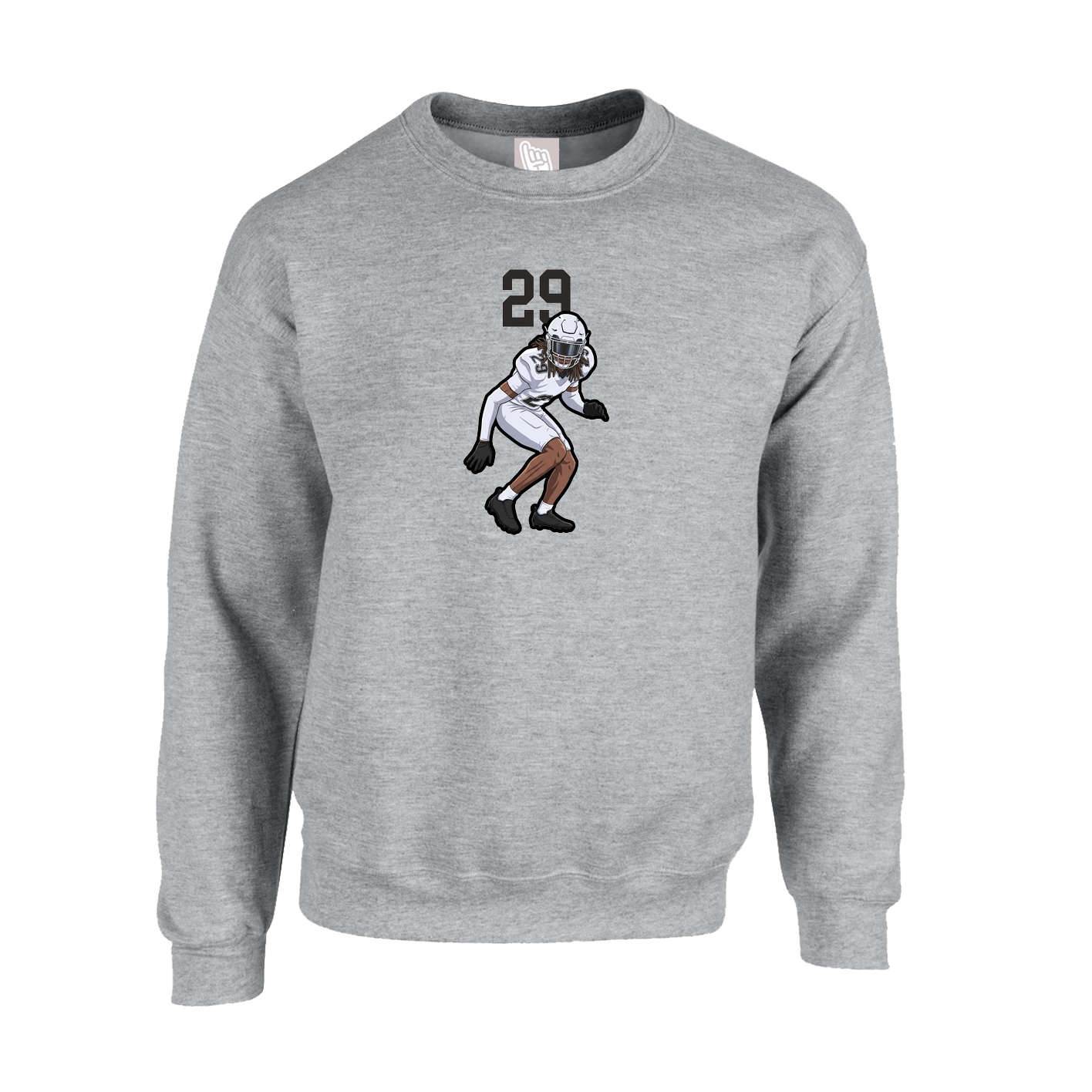 Fleece Crew — Number Top in Grey